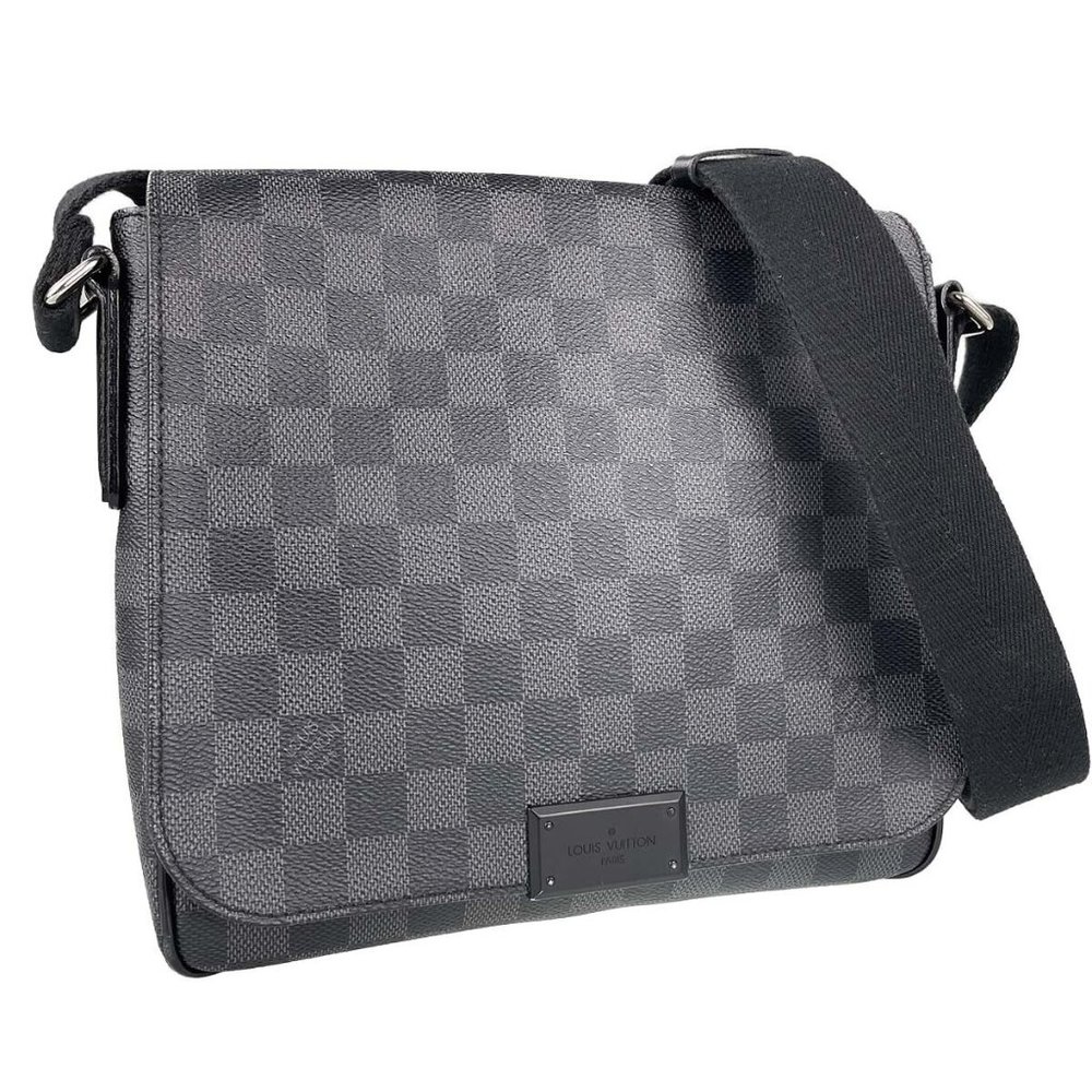 District PM Graphite Leather Black Shoulder Bag